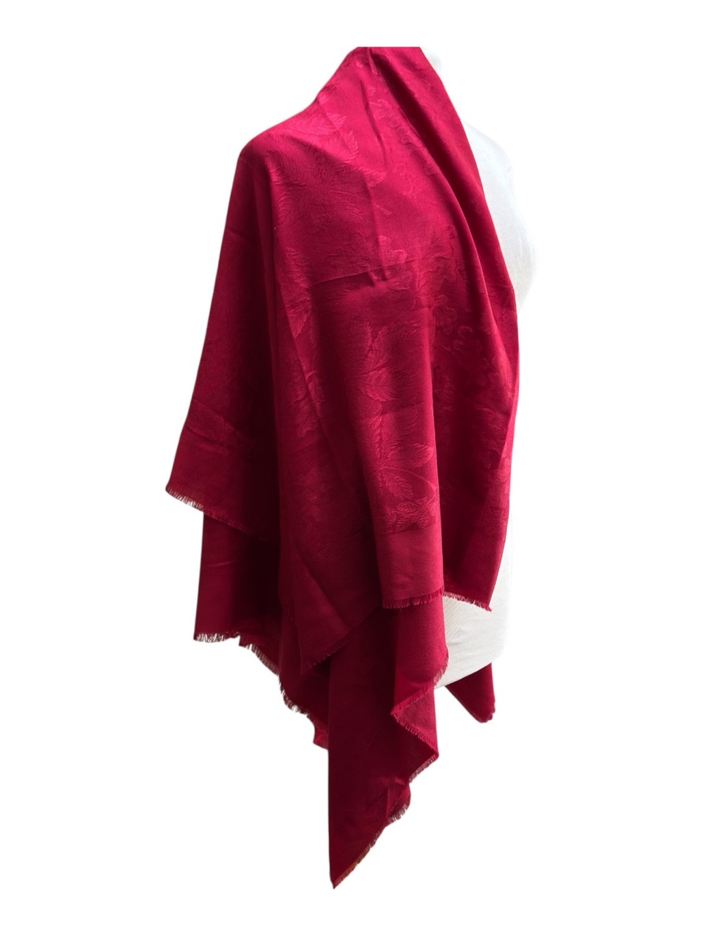 Christian Dior Authenticated Red Jacquard Logo Floral Oversized Scarf 54”x55”